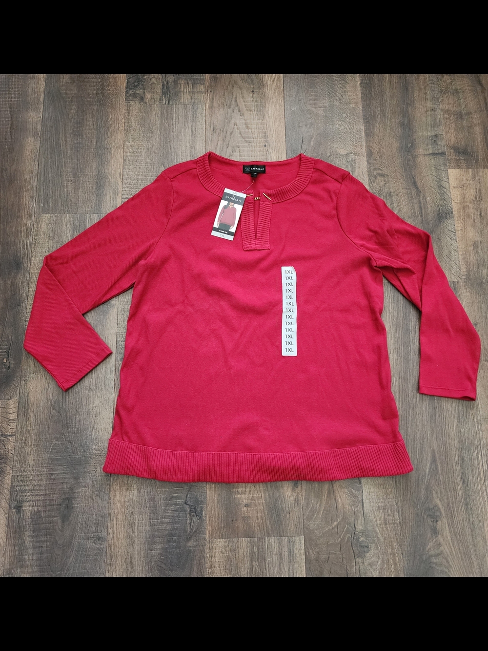 Rafaella Red Scoop Neck Pullover Sweater
